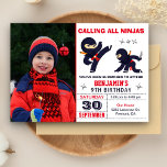 Little Ninja Warrior Kids Photo Birthday Party Invitation<br><div class="desc">Amaze your guests with this modern ninja theme birthday party invitation featuring cute little ninjas with eye-catching typography against a white background. Simply add your event details on this easy-to-use template and adorn this card with your child's favorite photo to make it a one-of-a-kind invitation. Flip the card over to...</div>