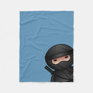 Little Ninja Warrior on Blue Fleece Blanket