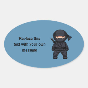 Little Ninja Warrior on Blue Oval Sticker