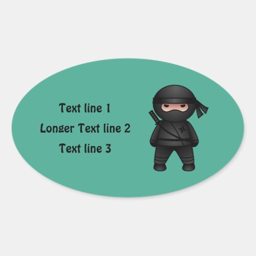 Little Ninja Warrior on Green Oval Sticker