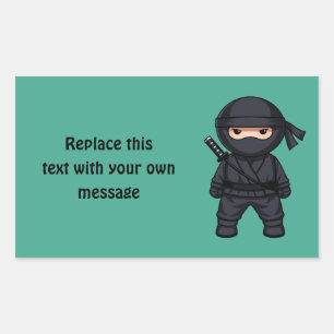 Little Ninja Warrior on Green Rectangular Sticker