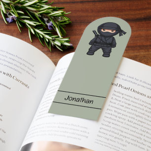 Little Ninja Warrior on Sage Green Bookmarks