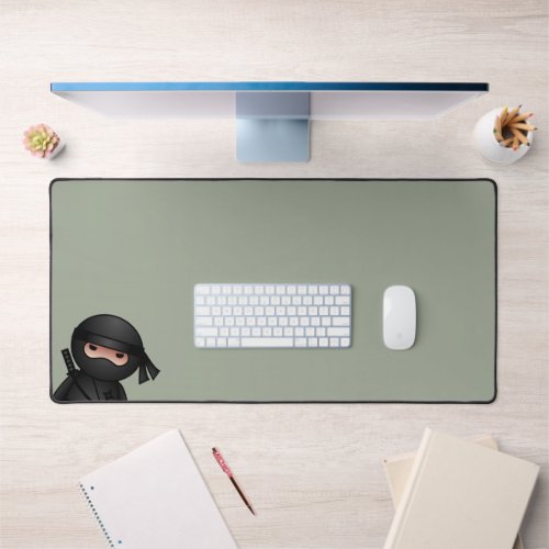 Little Ninja Warrior on Sage Green Desk Mat
