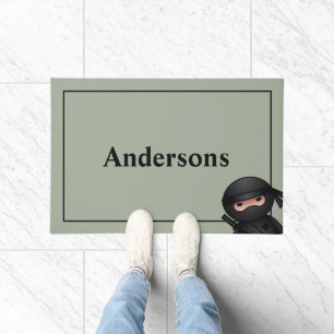 Little Ninja Warrior on Sage Green Doormat