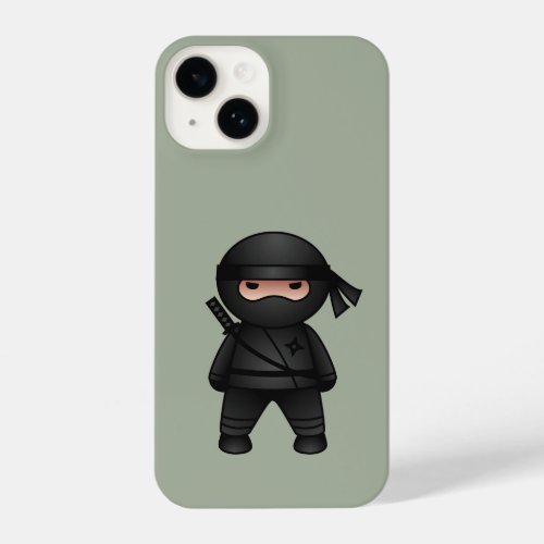 Little Ninja Warrior on Sage Green iPhone 14 Case