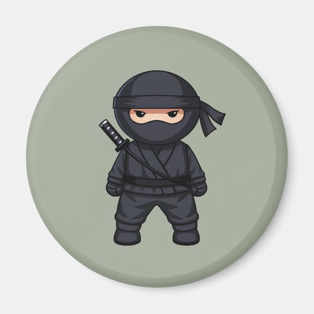 Little Ninja Warrior on Sage Green Magnet (Front)