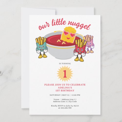 Little Nugget Any Age Toddler Girl Birthday Party Invitation