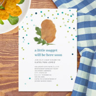 Little Nugget Chicken Nugget Blue Boy Baby Shower  Invitation