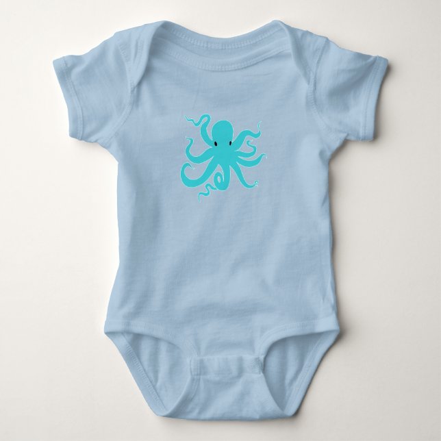 Little Octopus Baby Body Suit - Cute Sea Animals Bodysuit (Front)