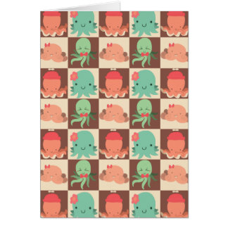 Little Octopuses Checkered Pattern Cards