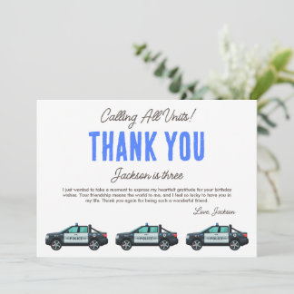 Little Officer Police Birthday | Personalized  Thank You Card