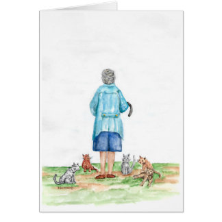 Little Old Lady and Cats Cards