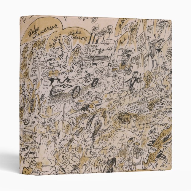 Little Old Lady's U.S.A. Map (Cartoon) 3 Ring Binder (Front/Spine)