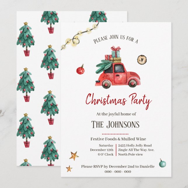 Little Old Red | Festive Christmas Invitation (Front/Back)