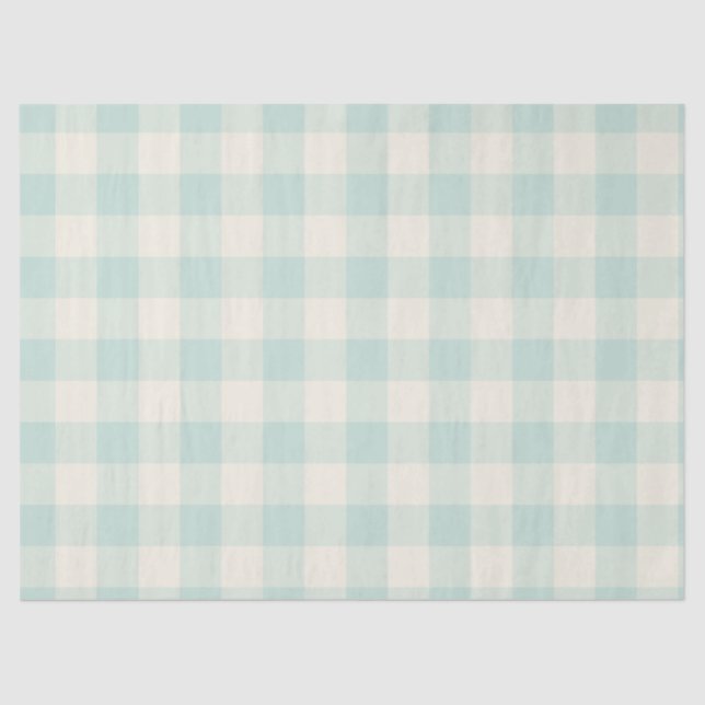 Little One Buffalo Check - soft teal Tissue Paper (Front)
