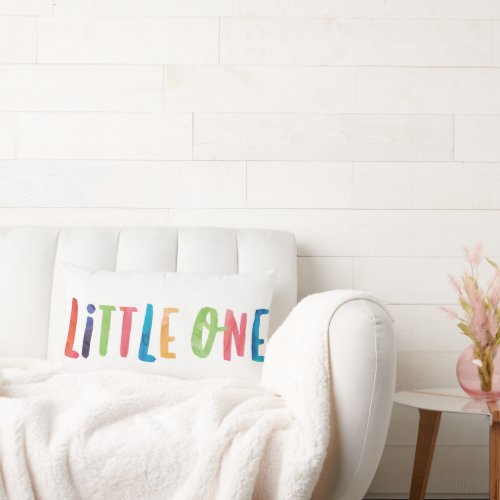 little one Colorful Watercolor Nursery Lumbar Pillow