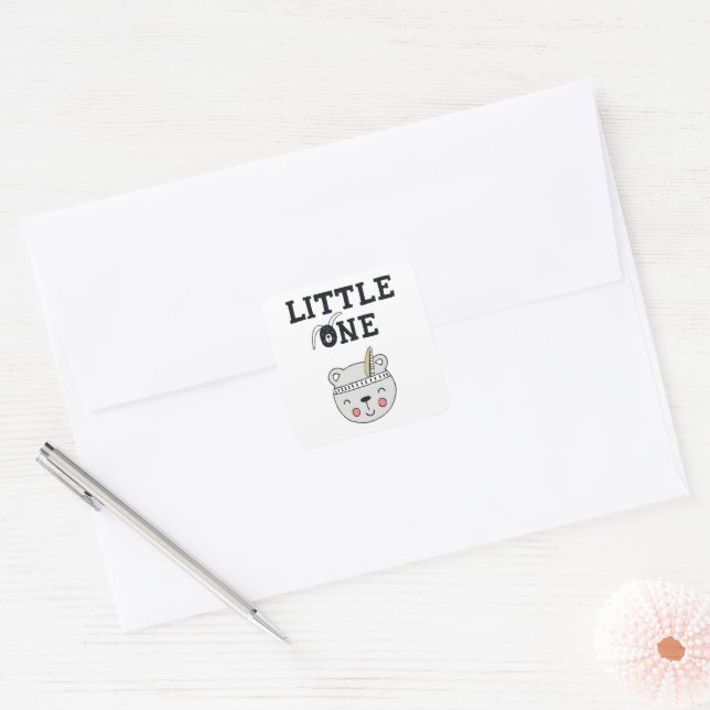 Little One | Indian Baby Bear | Square Sticker (Envelope)