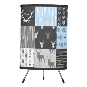 Little One Patchwork Lamp - Blue woodland