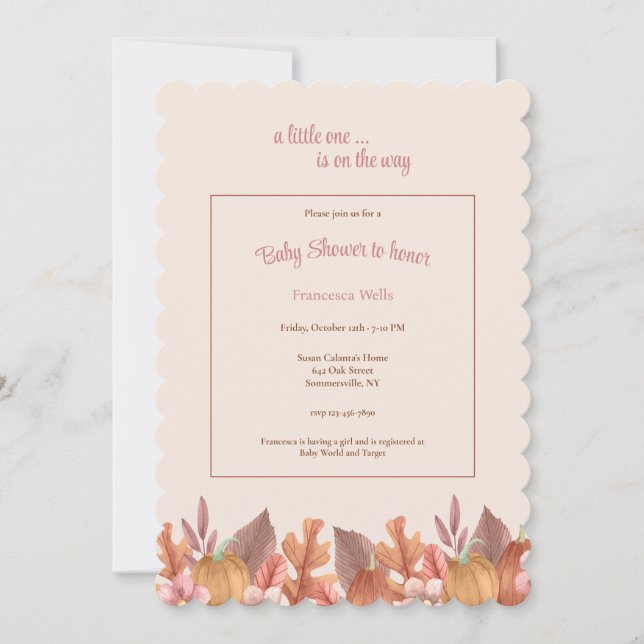 Little One Pink Fall Baby Shower Invitation (Front)
