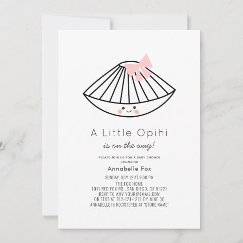 Little Opihi Pink Ribbon Girl Baby Shower Invitation