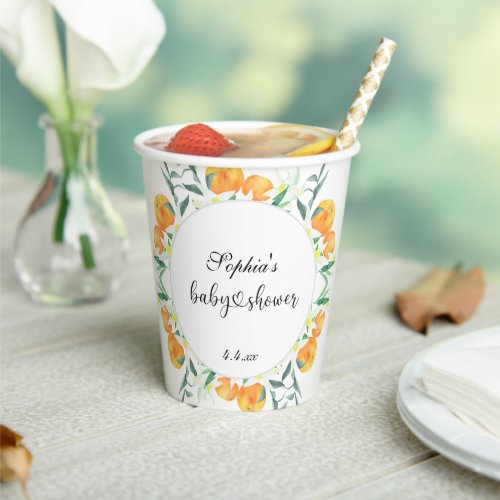 Little orange baby shower paper cups