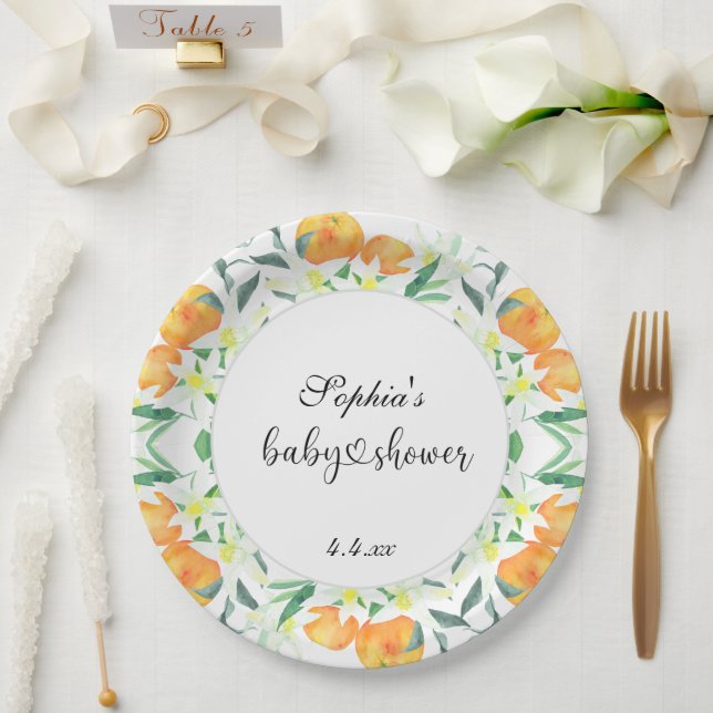 Little orange baby shower paper plates (Wedding)