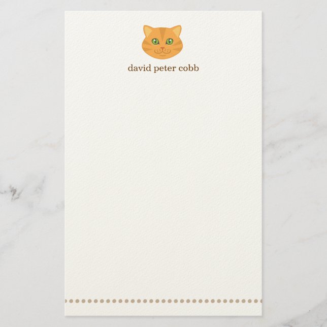 Little Orange Tabby Cat Personalized Stationery (Front)