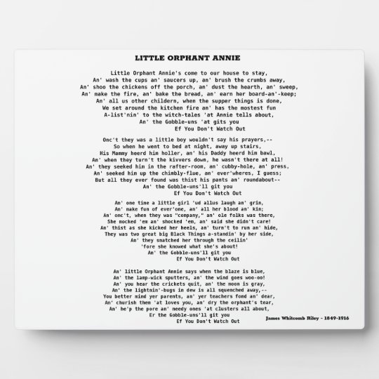 LITTLE ORPHANT ANNIE POEM PLAQUE Zazzle LITTLE ORPHANT ANNIE POEM PLAQUE Zazzle