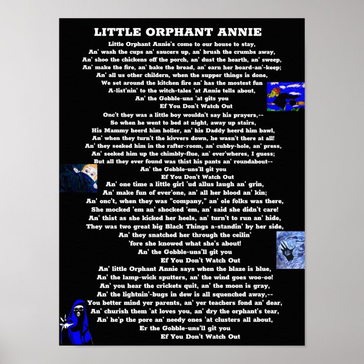 LITTLE ORPHANT ANNIE POEM POSTER Zazzle little-orphant-annie-poem-poster-zazzle