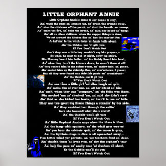 LITTLE ORPHANT ANNIE POEM POSTER
