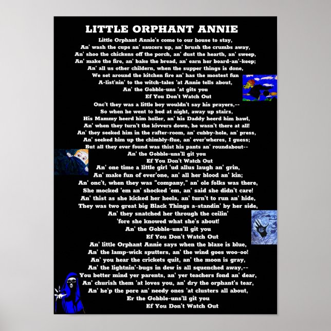 LITTLE ORPHANT ANNIE POEM POSTER (Front)