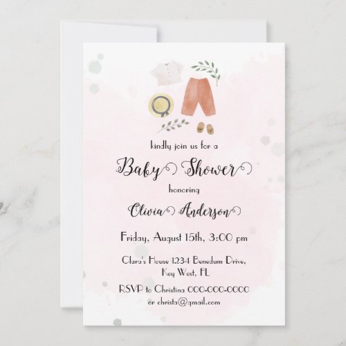 Little Outfit Boho Girl Baby Shower Save The Date