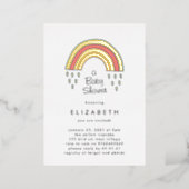 Little Over The Rainbow Baby Shower Gold Pressed Foil Invitation (Standing Front)