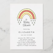Little Over The Rainbow Baby Shower Gold Pressed Foil Invitation (Front)