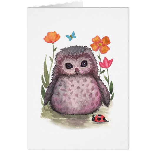 Little Owl and Ladybug Card (Front)