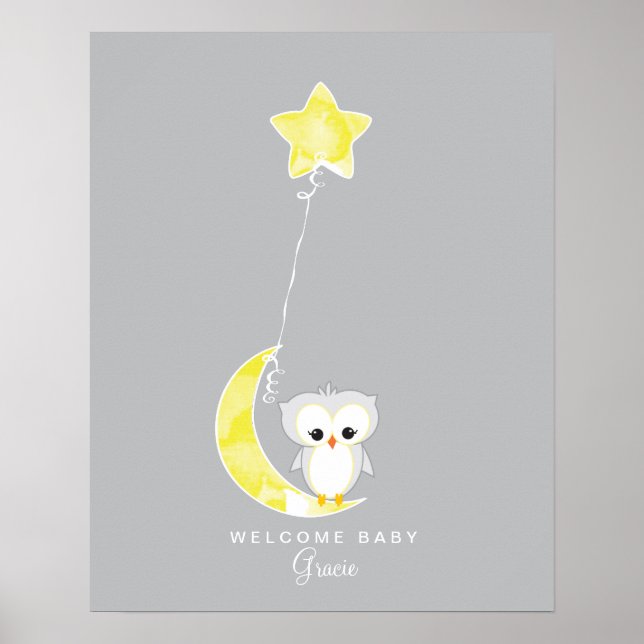 Little Owl | Baby Shower Guest Book Print (Front)