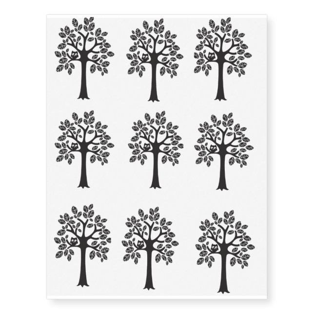 Little Owl Big Tree Temporary Tattoos (Front)