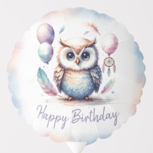 Little Owl Birthday Balloon – Woodland Boho Party 