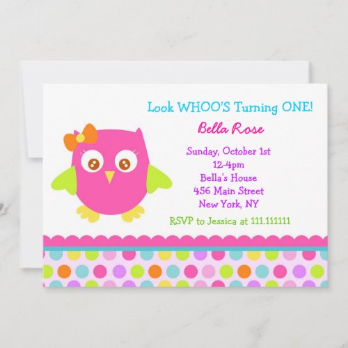 Little Owl Birthday Party Invitations