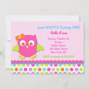 Little Owl Birthday Party Invitations
