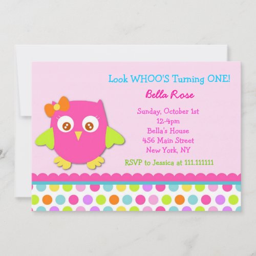 Little Owl Birthday Party Invitations
