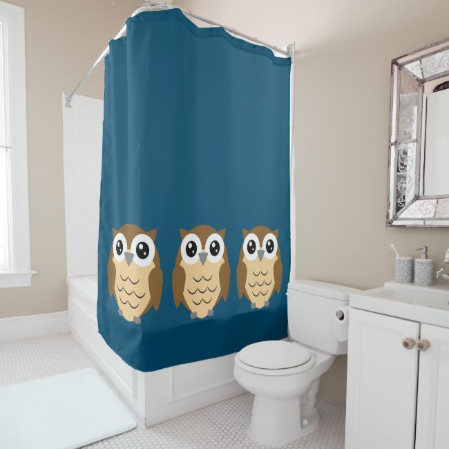 Little Owl Design Shower Curtain