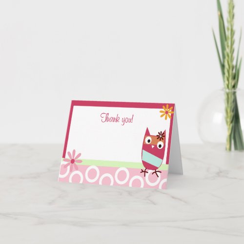 Little Owl Folded Thank you note