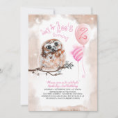 Little Owl Girls Pink Birthday Invitation (Front)