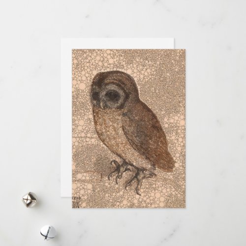 Little Owl Infinity Dots by After Albrecht Durer Holiday Card