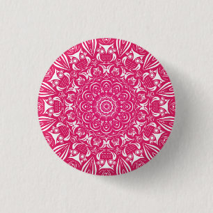 Little owl mandala viva magenta button
