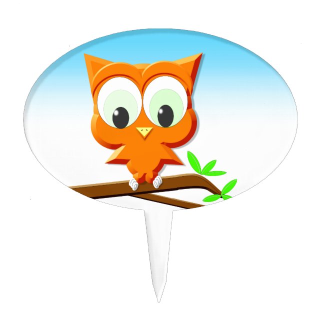Little Owl on a Branch Cake Topper (Front)