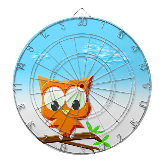 Little Owl on a Branch Dart Board (Front)