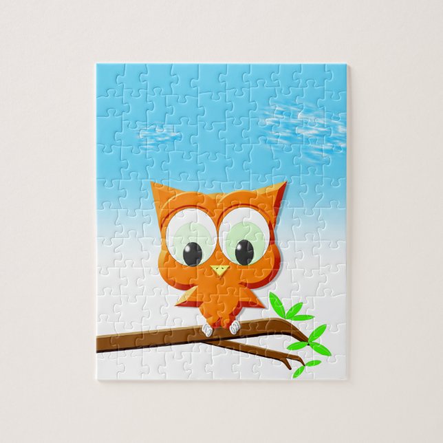 Little Owl on a Branch Jigsaw Puzzle (Vertical)