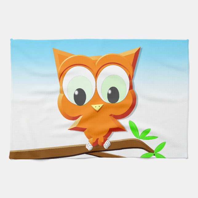 Little Owl on a Branch Towel (Horizontal)